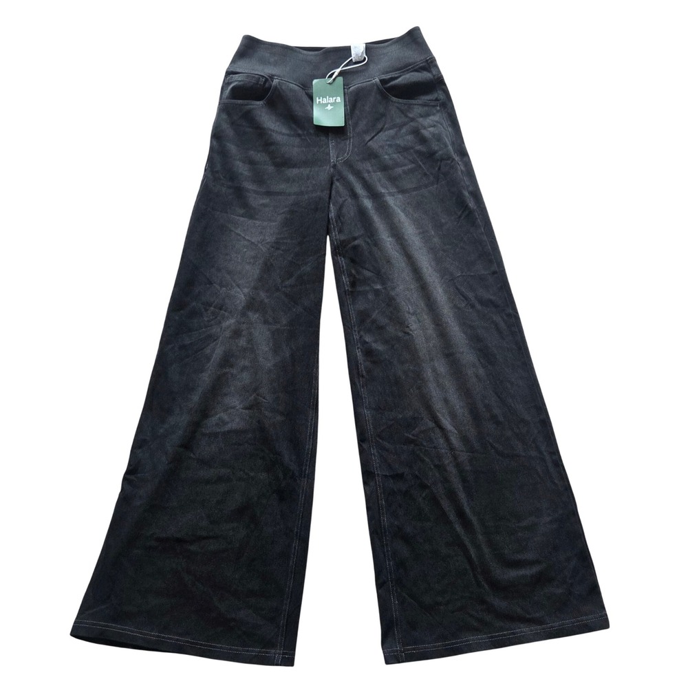 Halara Flex High Waisted Pockets Baggy Wide Leg Washed Casual Jeans XS Petite